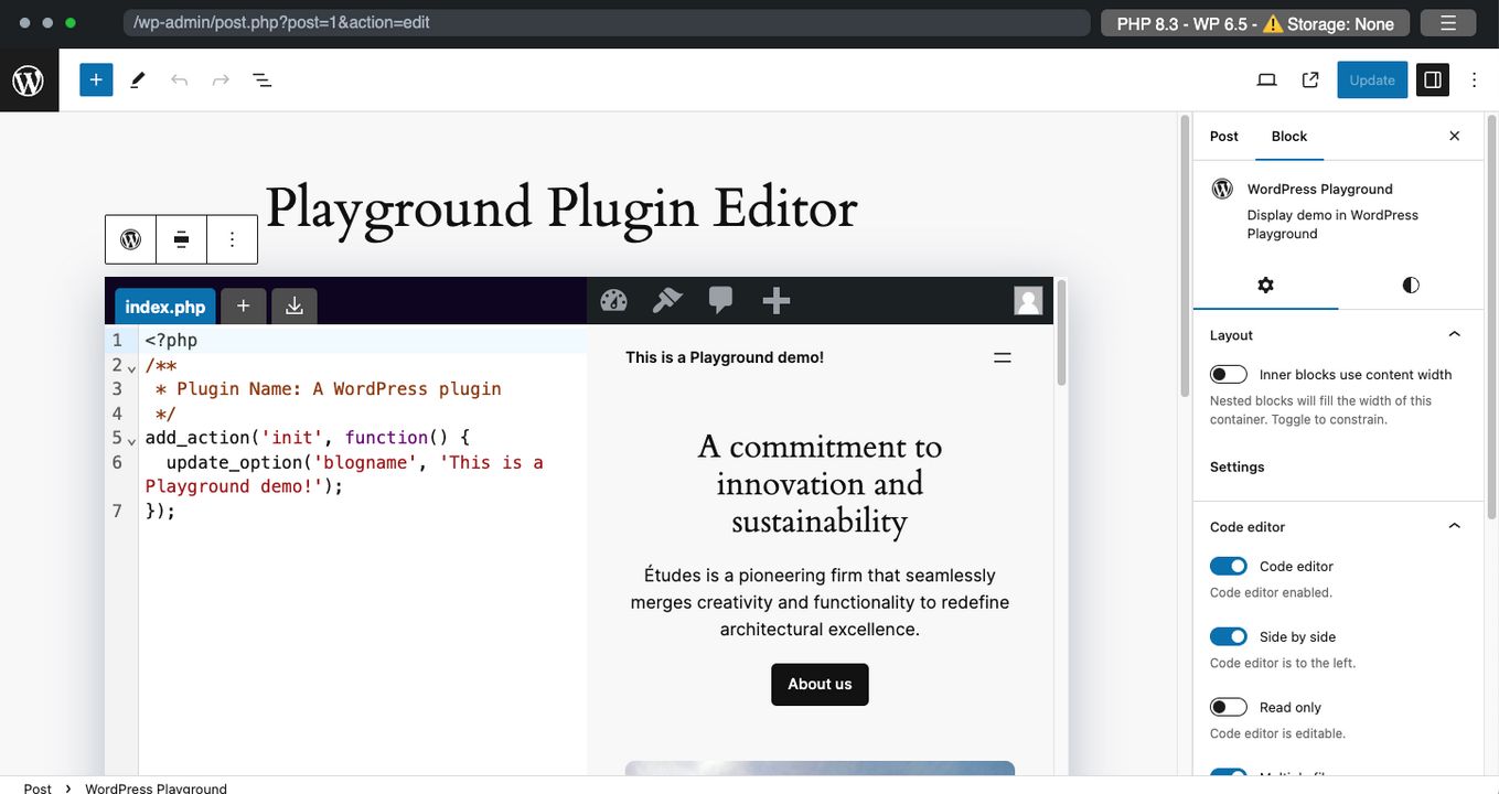 Playground: WordPress in the Browser