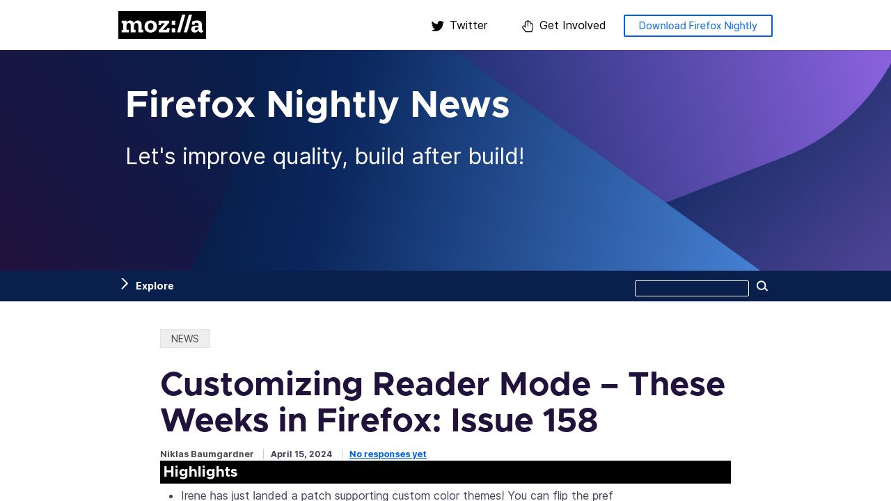 Customizing Reader Mode - A Nightly News Update