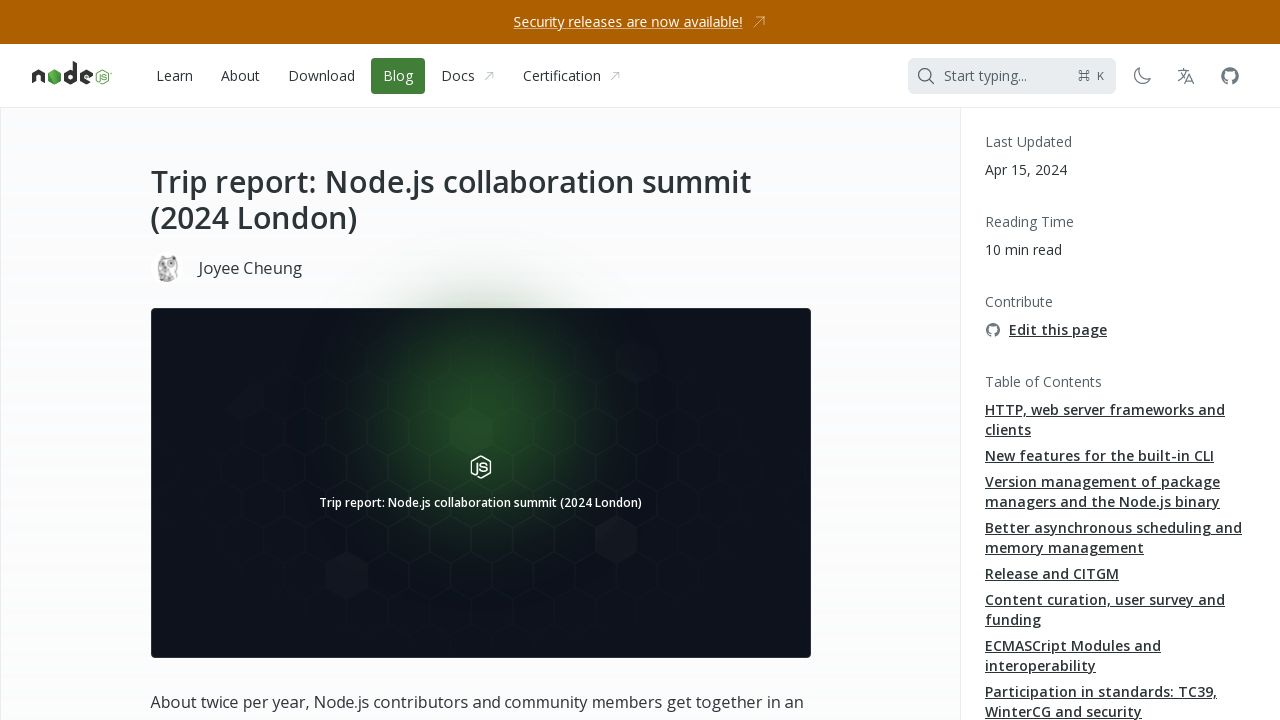 Node.js Collaboration Summit Recap: Driving Innovation in the Node.js Ecosystem