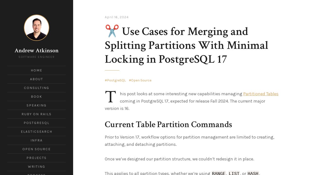 PostgreSQL 17: Merge and Split Partitions