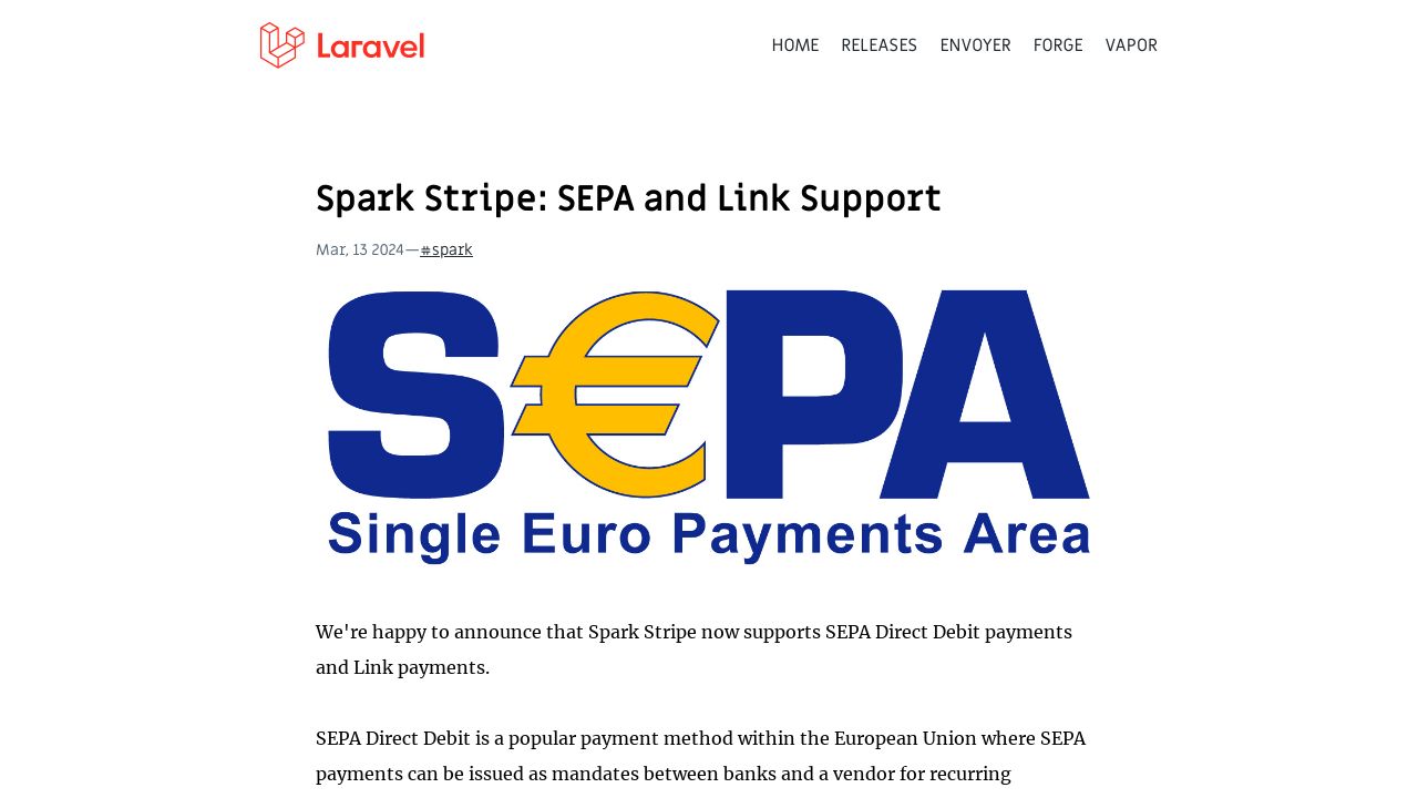 Spark Stripe Expands Payment Options with SEPA and Link Support