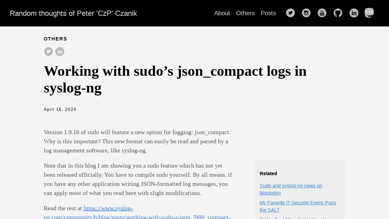 Streamlining Logs: syslog-ng and sudo's New JSON Compact Format