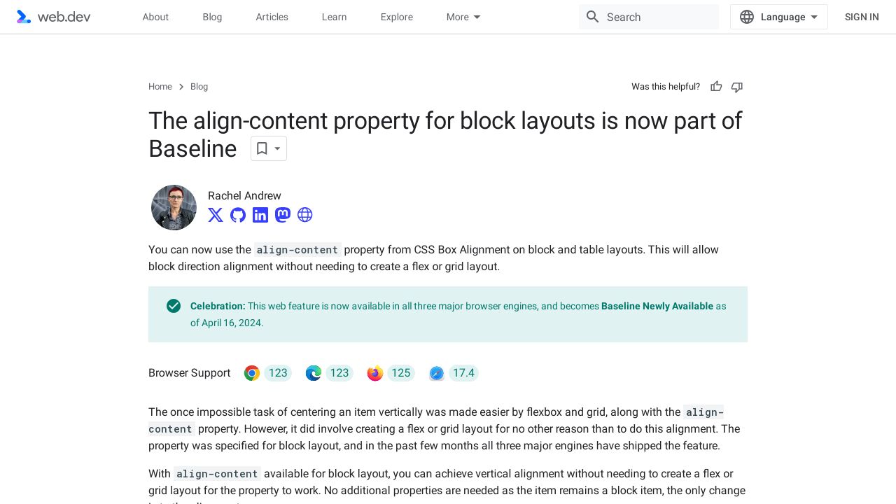 Align content in block layouts with the new align-content property