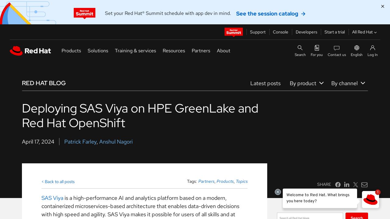 Deploying SAS Viya on HPE GreenLake and Red Hat OpenShift