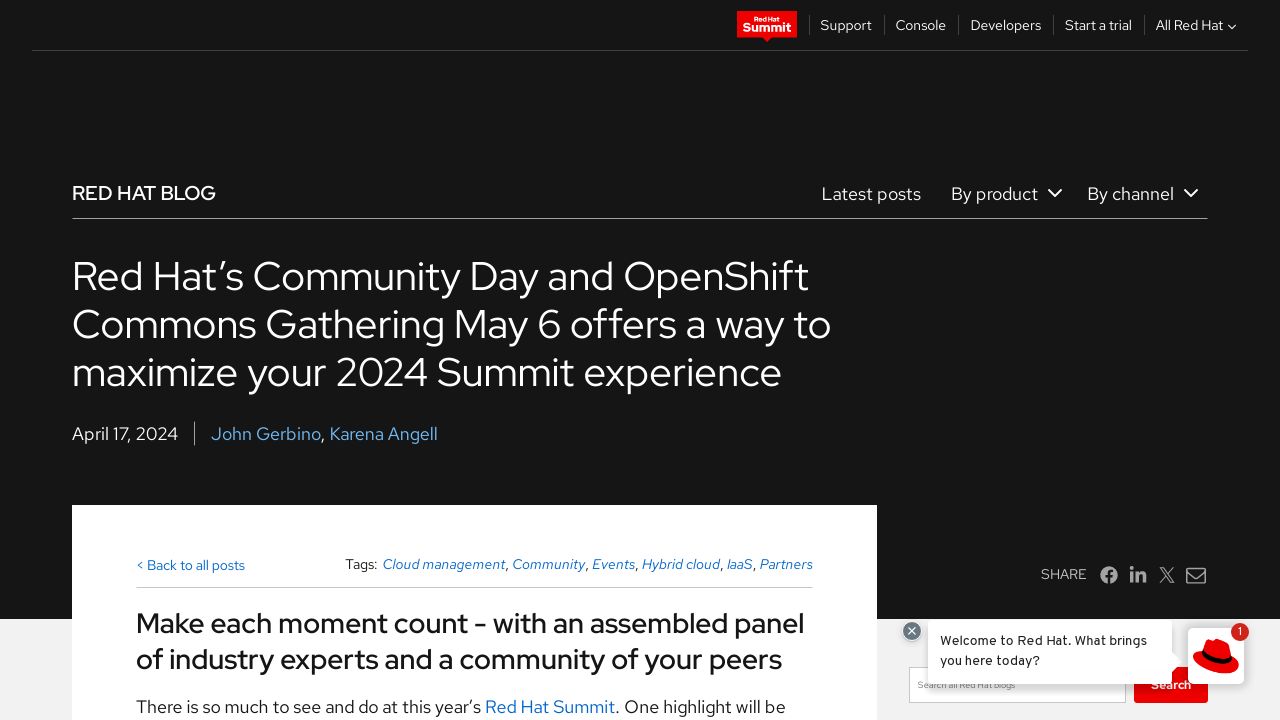 Red Hat's Community Day and OpenShift Commons Gathering May 6 offers a way to maximize your 2024 Summit experience