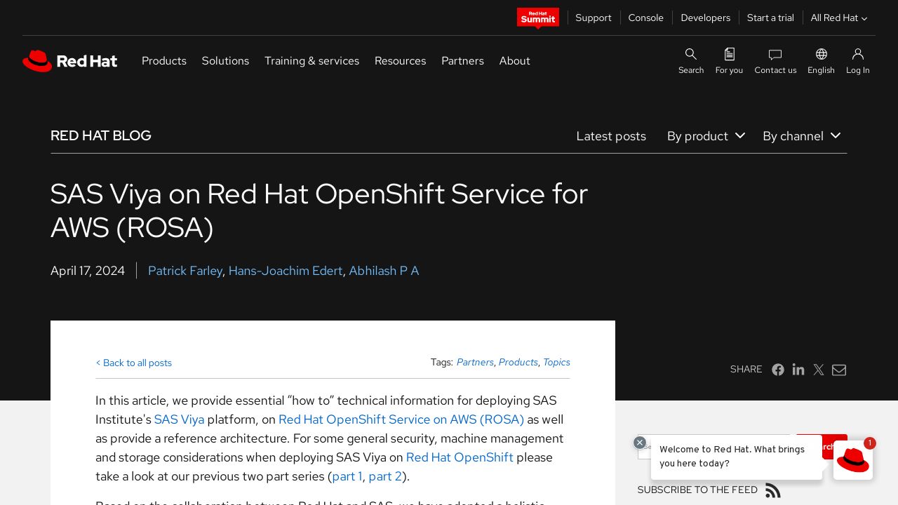 SAS Viya on Red Hat OpenShift Service for AWS (ROSA)