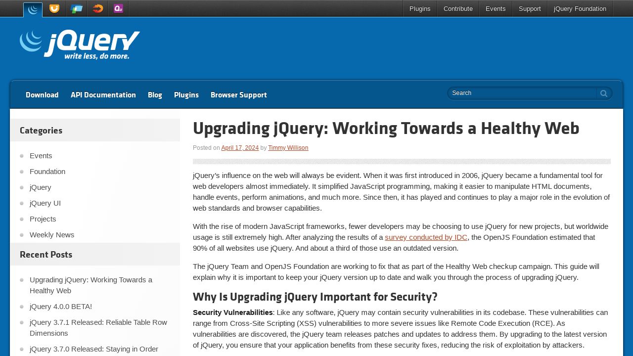 Upgrading to a Healthier jQuery: A Developer's Guide