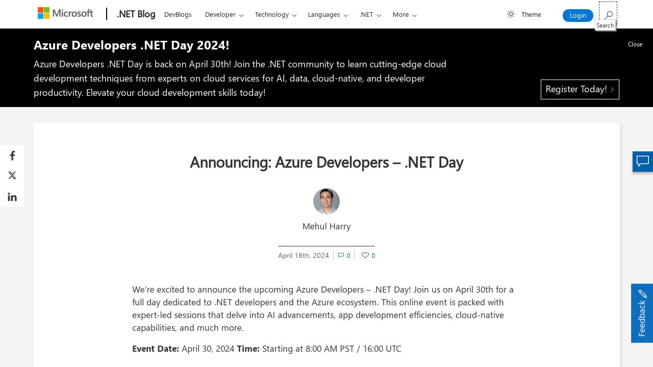 Azure Developers – .NET Day 2024 Announced