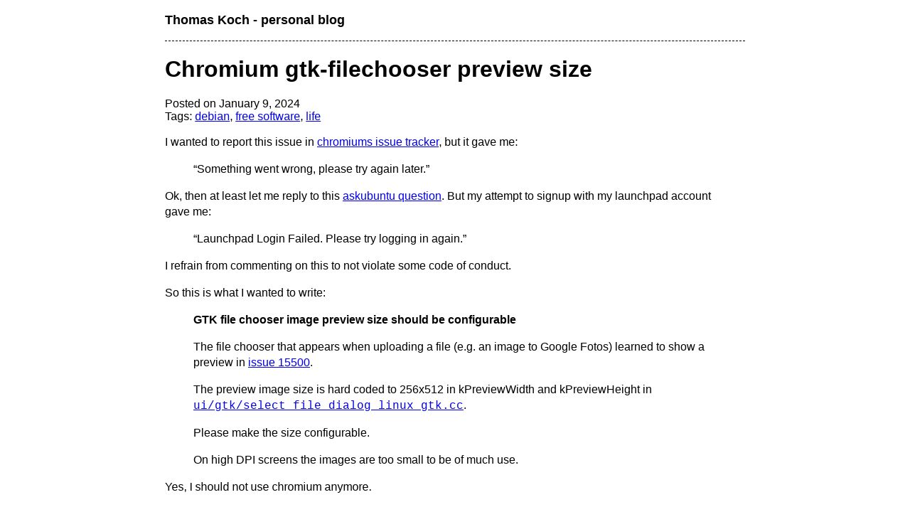 Chromium's GTK File Chooser Preview Size: A Configurable Plea