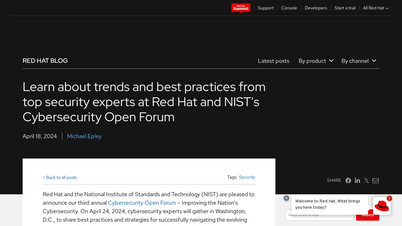 Cybersecurity experts gather at Red Hat and NIST's Open Forum