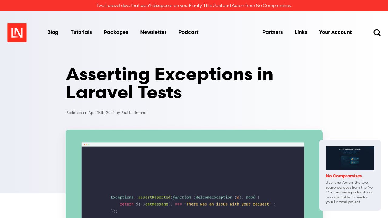 Simplifying Exception Assertions in Laravel Tests with the New Exceptions Facade