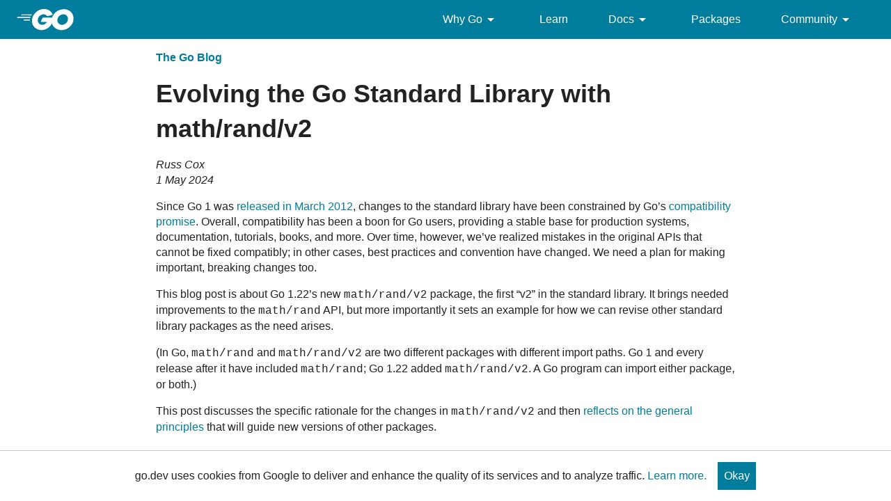 Evolving the Go Standard Library with math/rand/v2