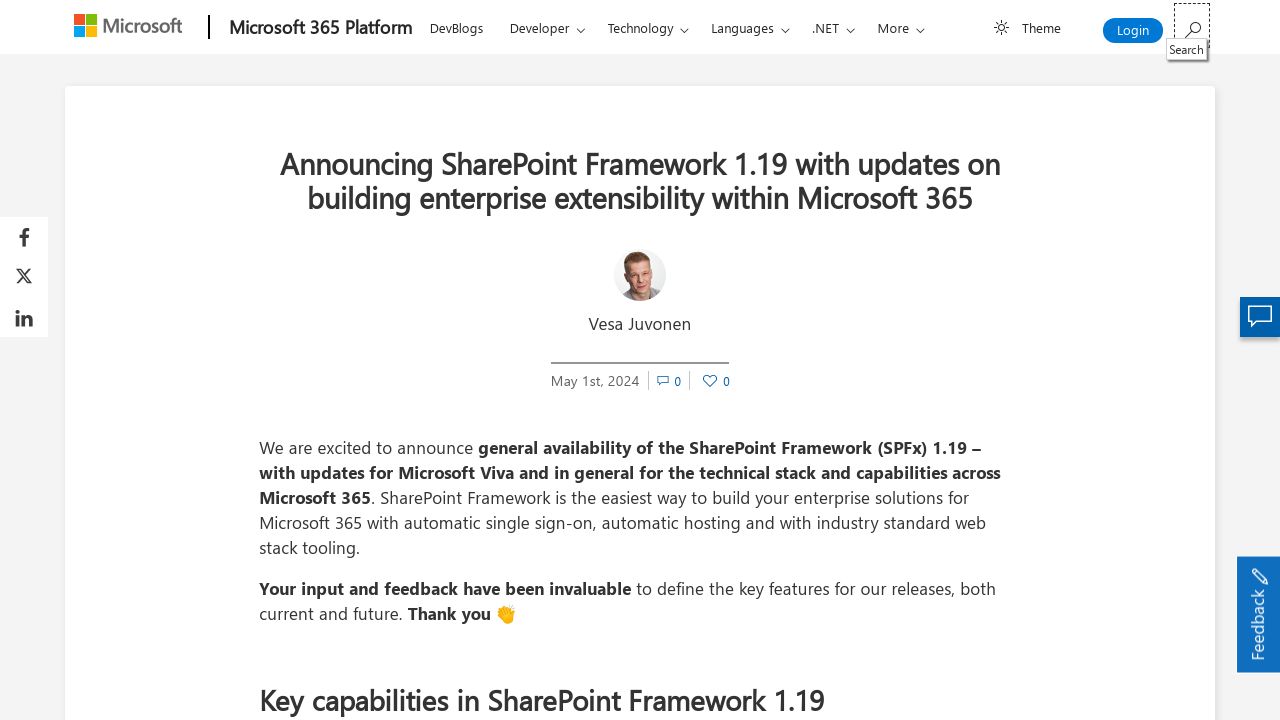 Introducing SharePoint Framework 1.19: Enhancing Enterprise Extensibility Within Microsoft 365