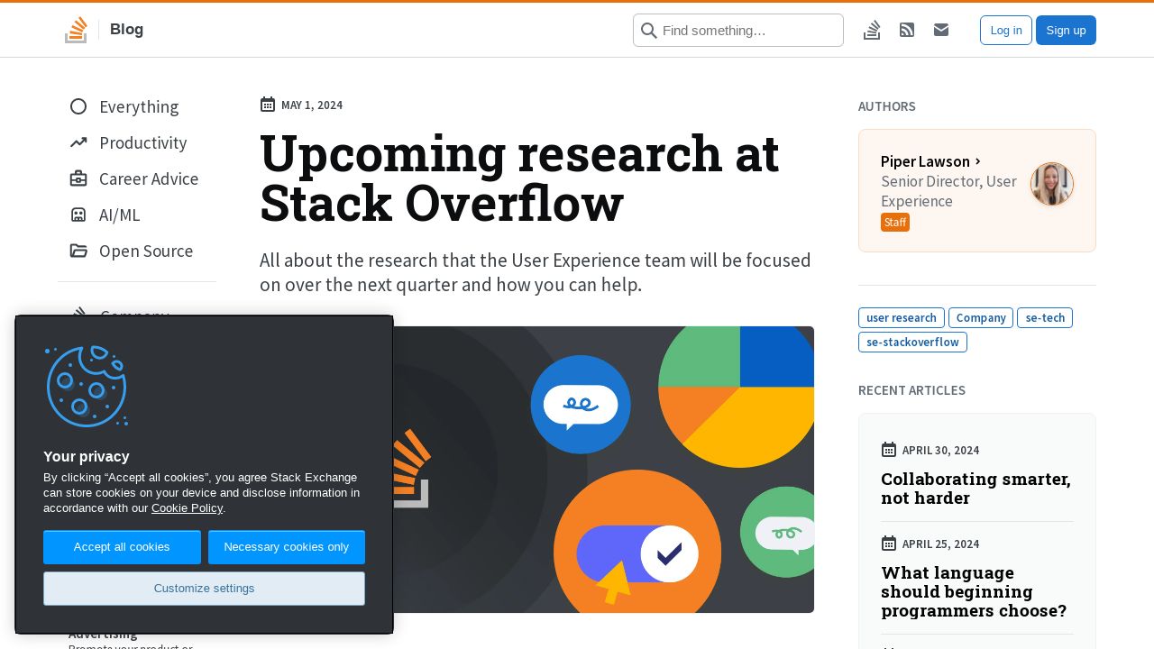 Upcoming Research at Stack Overflow