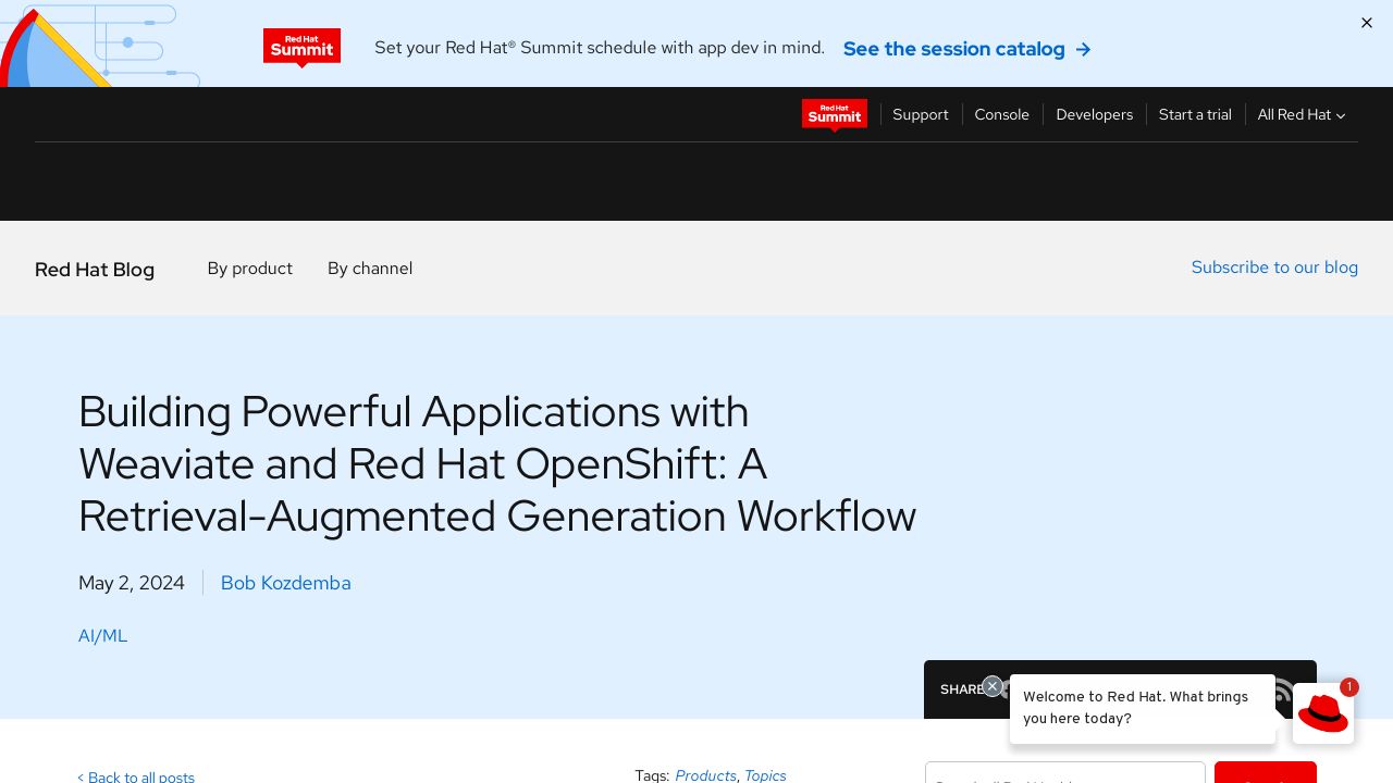 Harnessing the Power of AI: Weaviate and Red Hat OpenShift Enable Retrieval-Augmented Generation