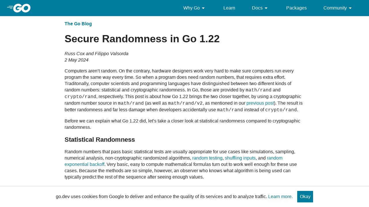 Secure Randomness in Go 1.22