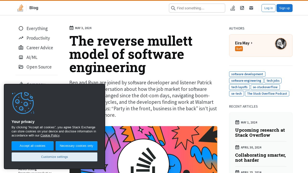 The Reverse Mullett Model of Software Engineering