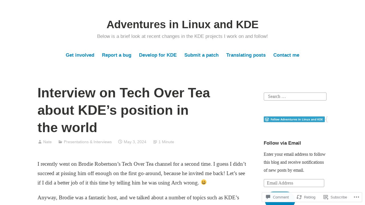 KDE's position in the world explored in Tech Over Tea interview