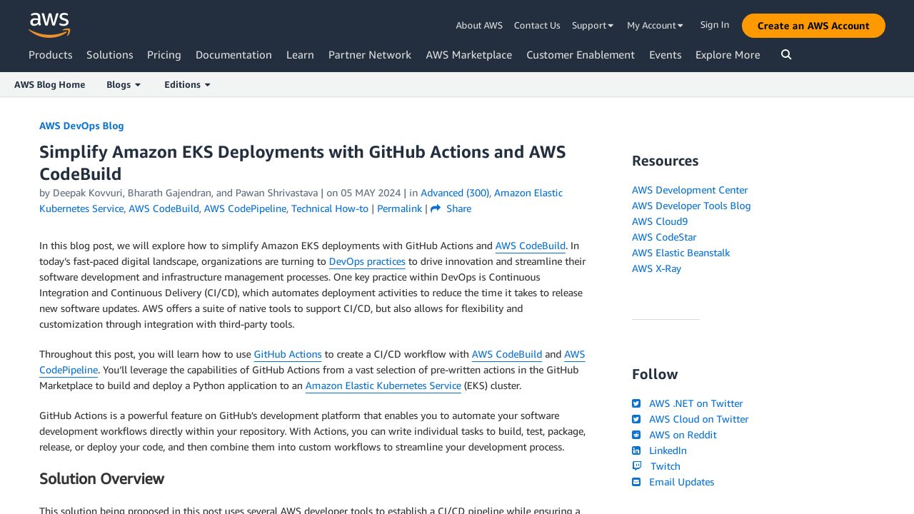 Simplify Amazon EKS Deployments with GitHub Actions and AWS CodeBuild